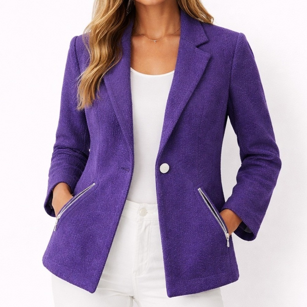 Textured Purple Blazer Office Business Casual Size 0 (Small)‎ Chico's Women
